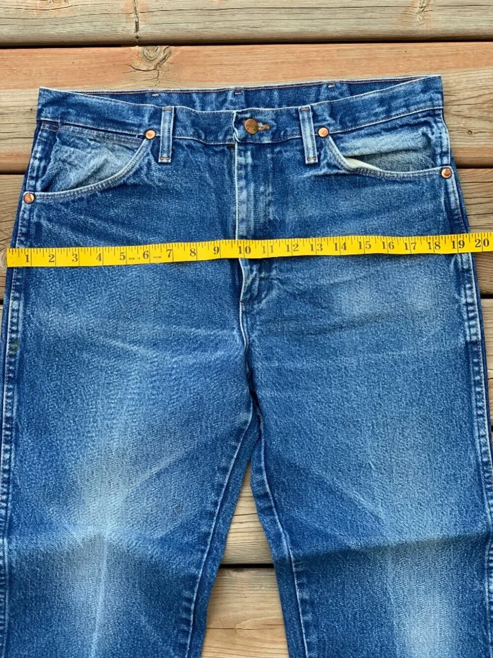 Vtg Wrangler Jeans Mens 34x29 Cowboy Cut Bootcut Faded Distressed Western Denim